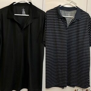 Real Essentials Polo Shirt Men 2XL Black Navy 2 Pk NWOT Quick Dry Golf Athletic